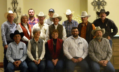 Back row, L to R: Director Tom Hendrix, Wray, CO; Past President and State Representative Kimmi Lewis, Kim, CO; Immediate Past President Wil Bledsoe, Hugo, CO; Director Wayne Rusher, Ordway, CO; Director John Beatty, Ignacio, CO; Director Martin Canterbury, Canon City, CO; Director Tom Robb, McClave, CO; Past President John Reid, Ordway, CO; Director David Cundiff, Bayfield, CO. Front row, L to R: Past President Gerald Schreiber, Last Chance, CO; Director and Treasurer Janell Reid, Ordway, CO; President Lorene Bonds, Durango, CO; Director and Vice President Cody Jolly, Hugo, CO; and Director and Secretary Curt Werner, Merino, CO.